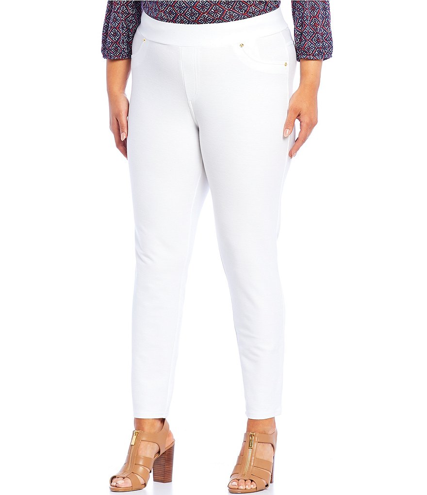 Intro Plus Size Solid Double Knit Tummy Control Leggings