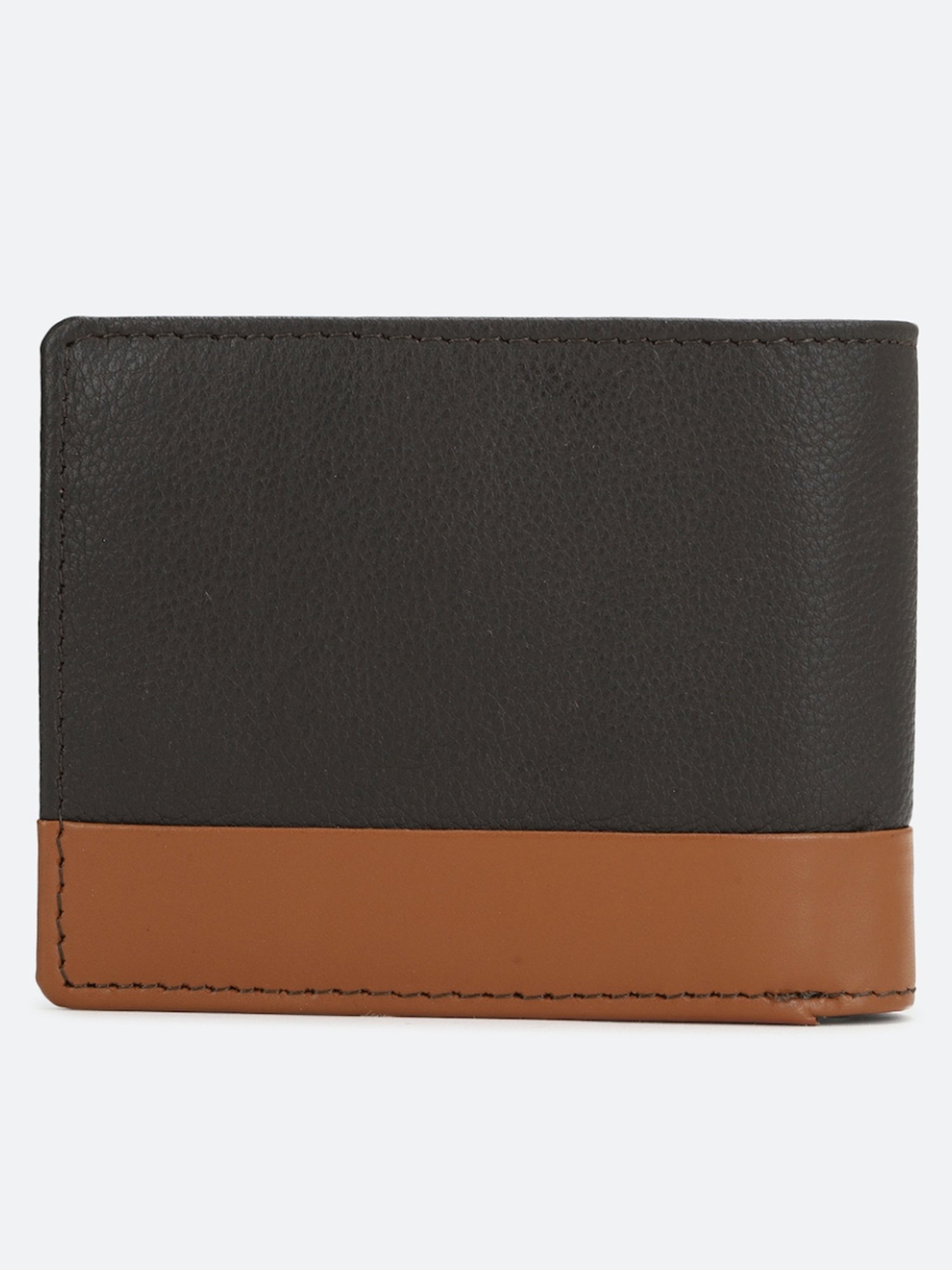 Louis Philippe Black & Brown Leather Paneled Bi-Fold Wallet
