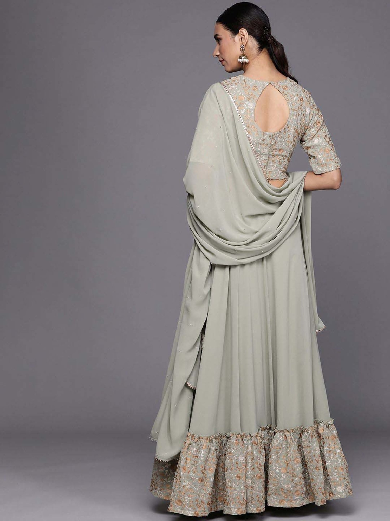 studiorasa Purple Hand Block Print Lehenga Set