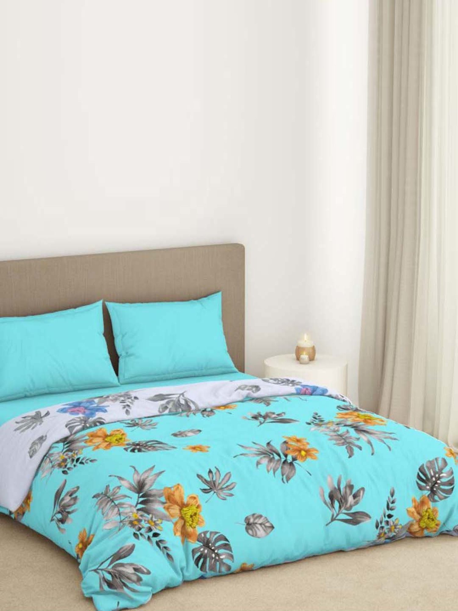 Welspun Sky Blue Microfiber 120 TC La Piazza Double Bed Quilt Rajais