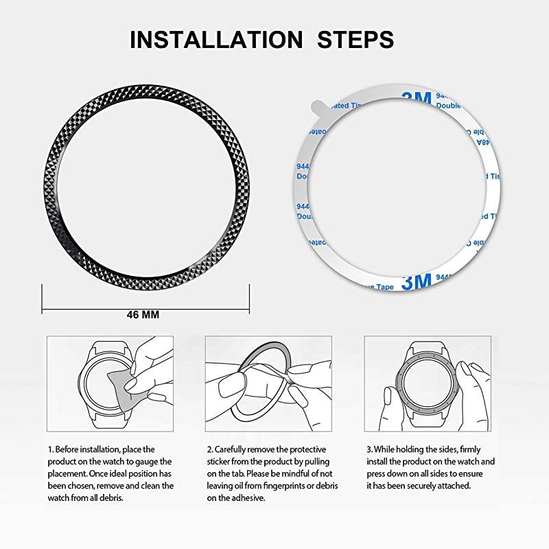 Stainless Steel Bezel Ring Compatiable with Garmin Fenix 55 Plus Bezel Ring Adhesive Cover Anti Scratch Collision Protector for Garmin Watch Accessory Black03