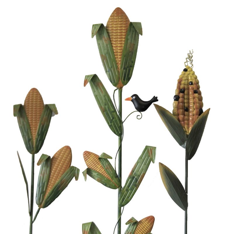 Fall 40.0" Corn Stalk Stakes Yard Decor Thanksgiving  -  Decorative Garden Stakes