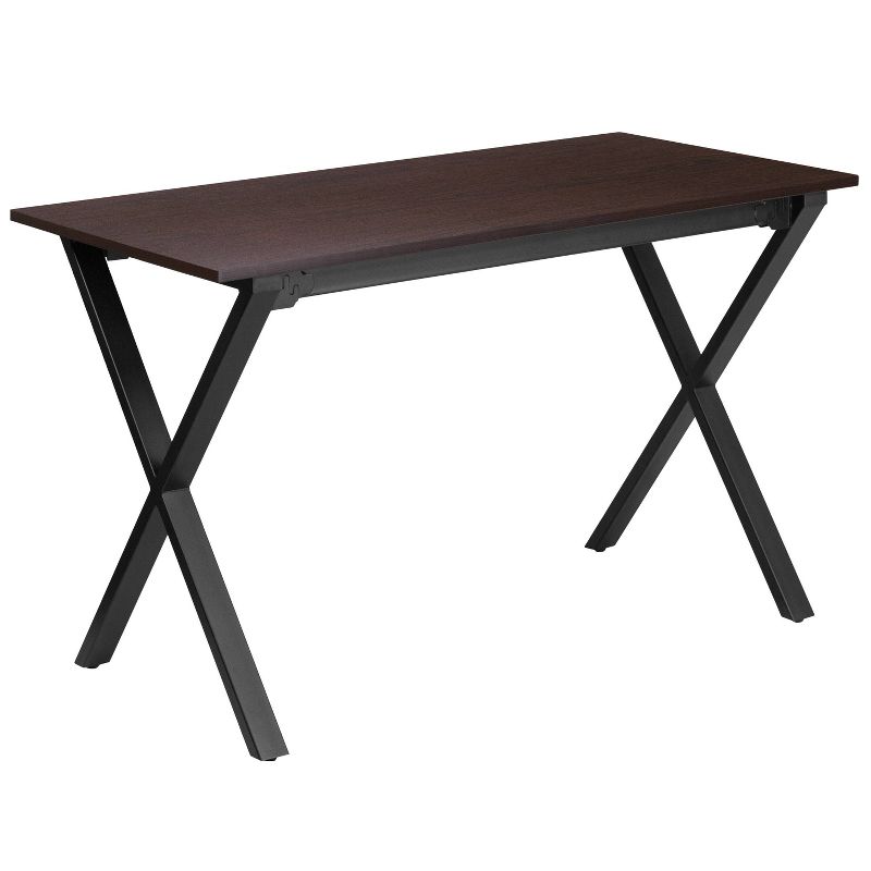 47.25''W X 23.75''D Computer Desk with Frame - Walnut Laminate Top/Black Frame - Riverstone Furniture Collection