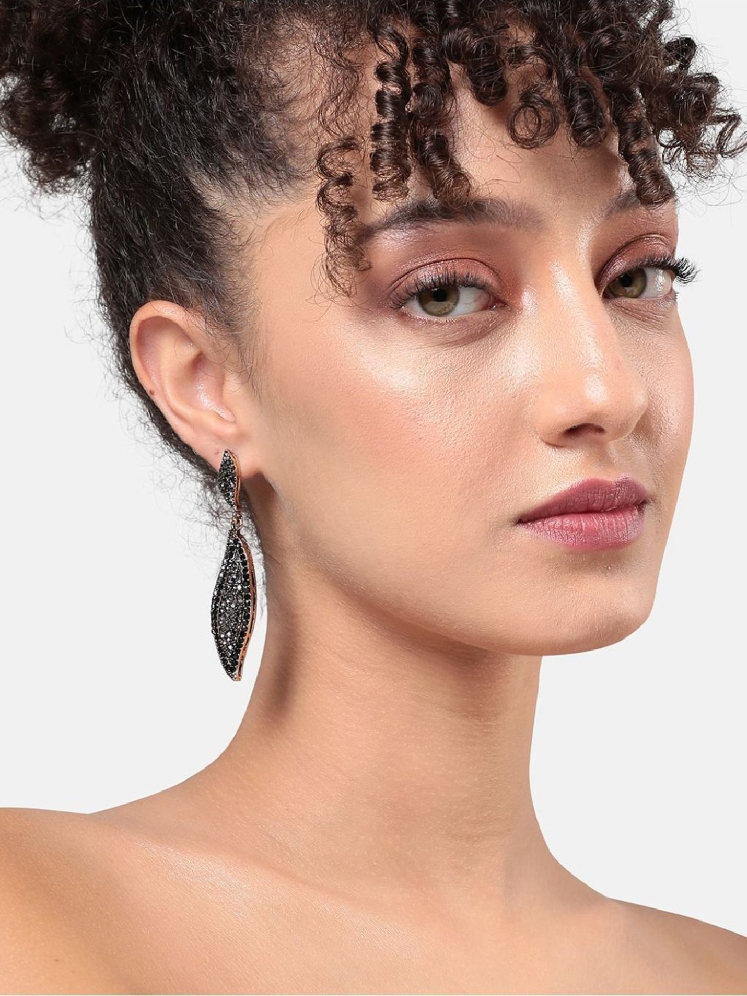 Sohi Women's Embellished Rhombus Swirl Drop Earrings  Roman Silver