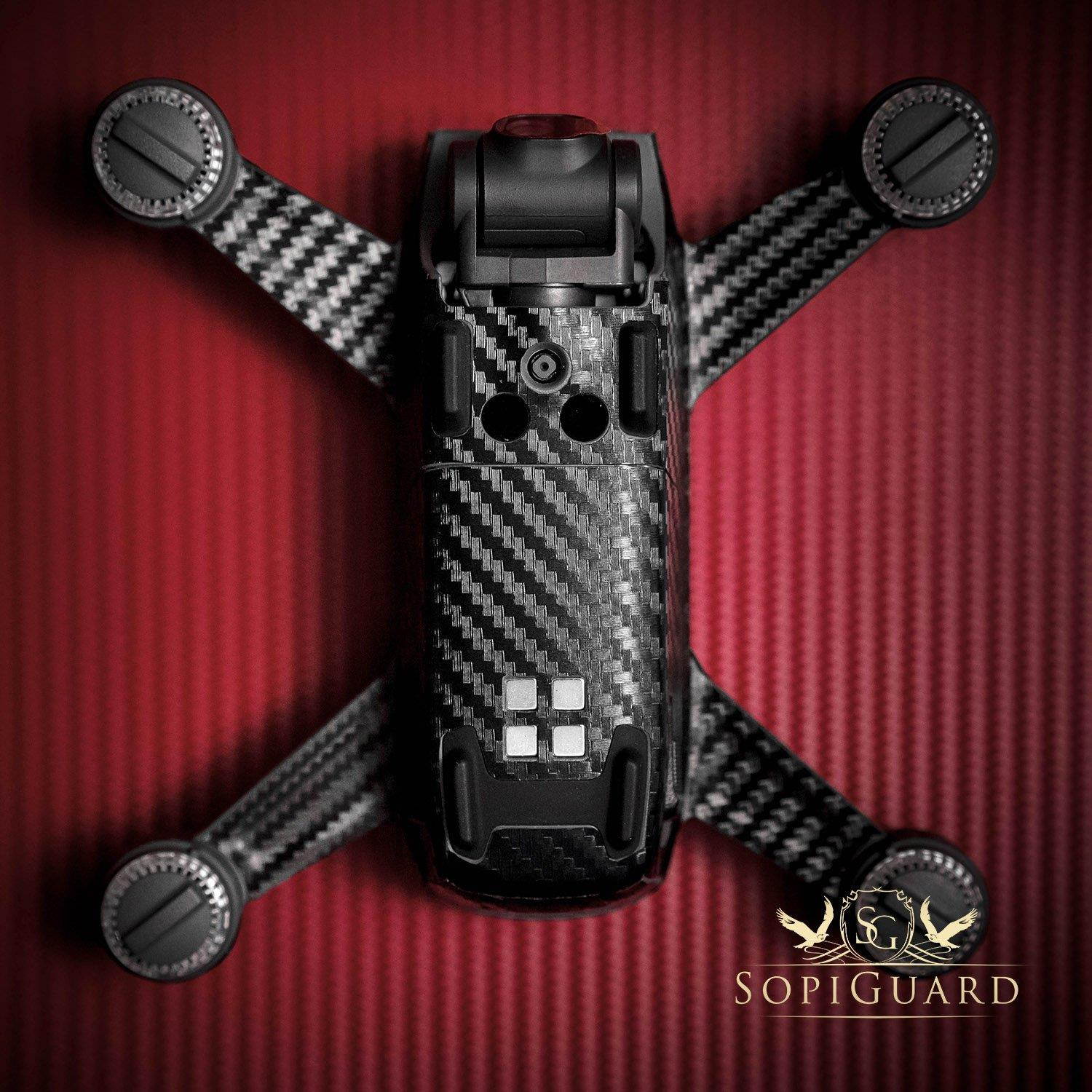 SopiGuard 3M White Carbon Fiber Precision Edge-to-Edge Coverage Vinyl Sticker Skin Controller 3 x Battery Wraps for DJI Spark