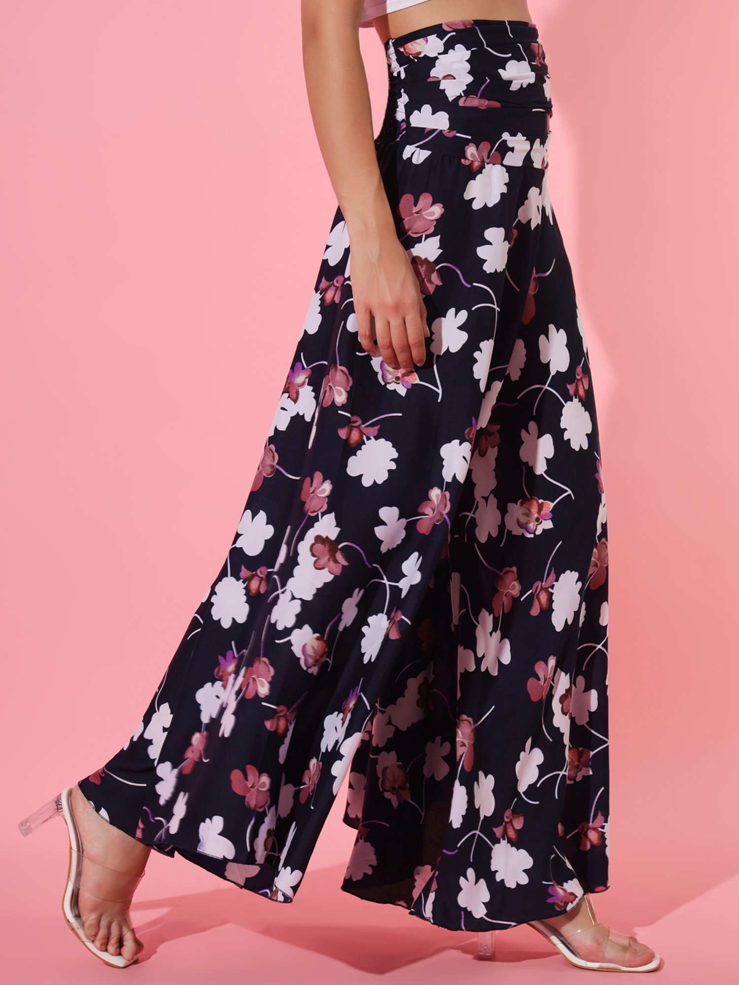 Trend Arrest Navy Floral Print Palazzos