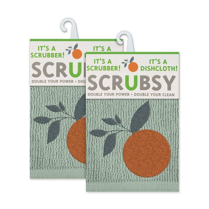 2pc Cotton Orange Tree Cloth and Scrubber - MU Kitchen