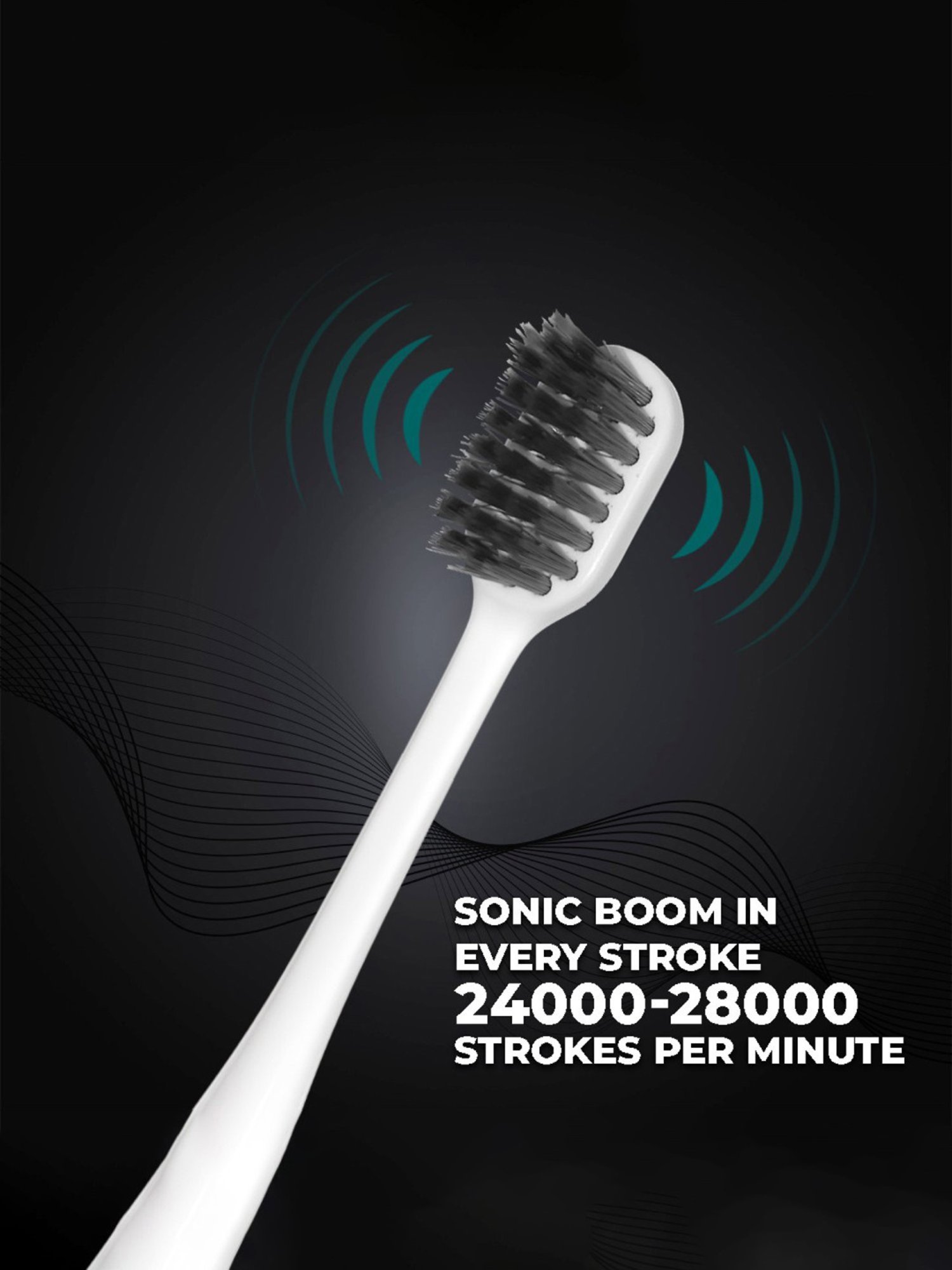 Winston Sonic Electric Toothbrush with Charcoal Bristles AAA Battery Operated (White)