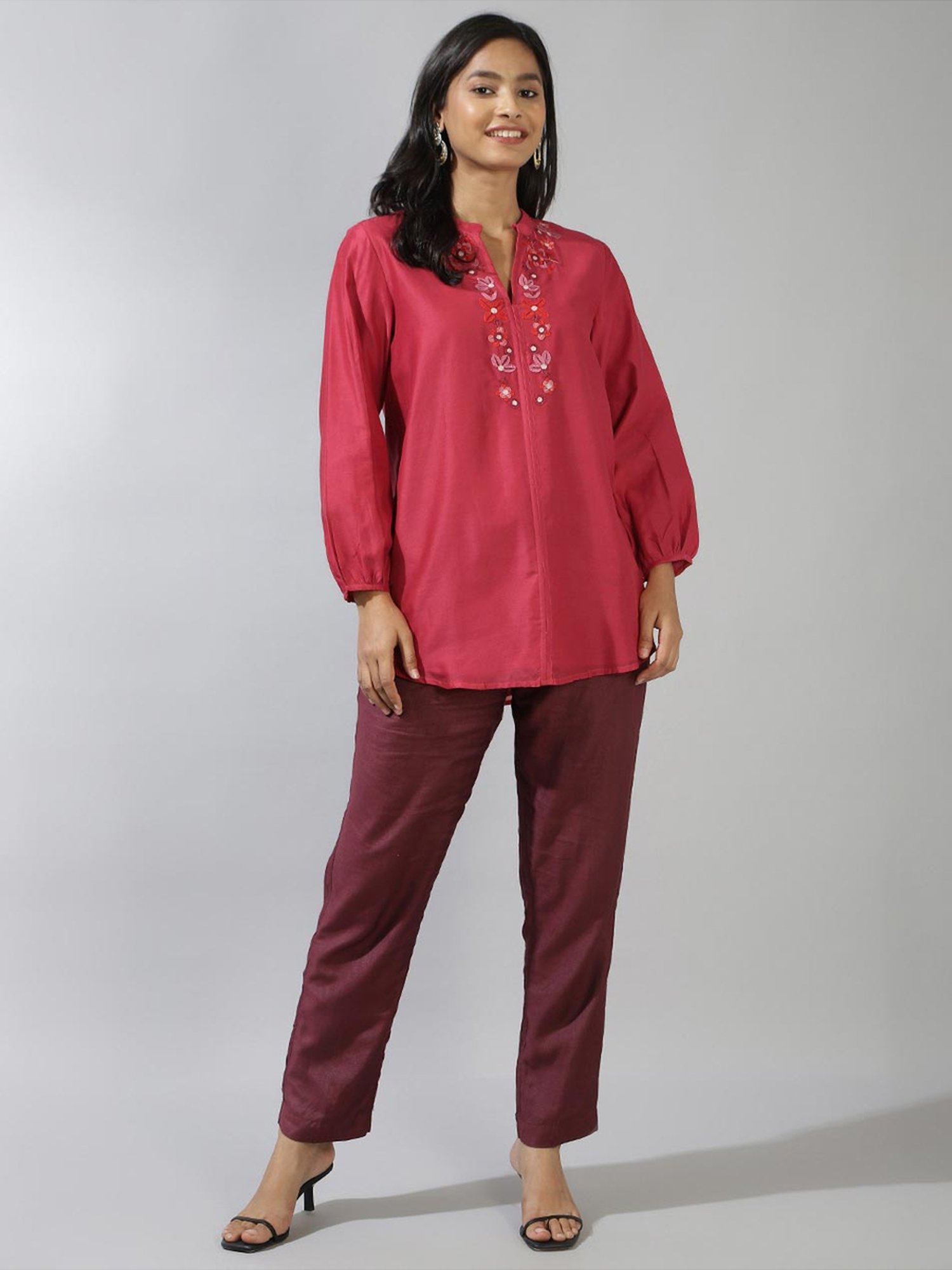 Fabindia Pink Embroidered Tunic