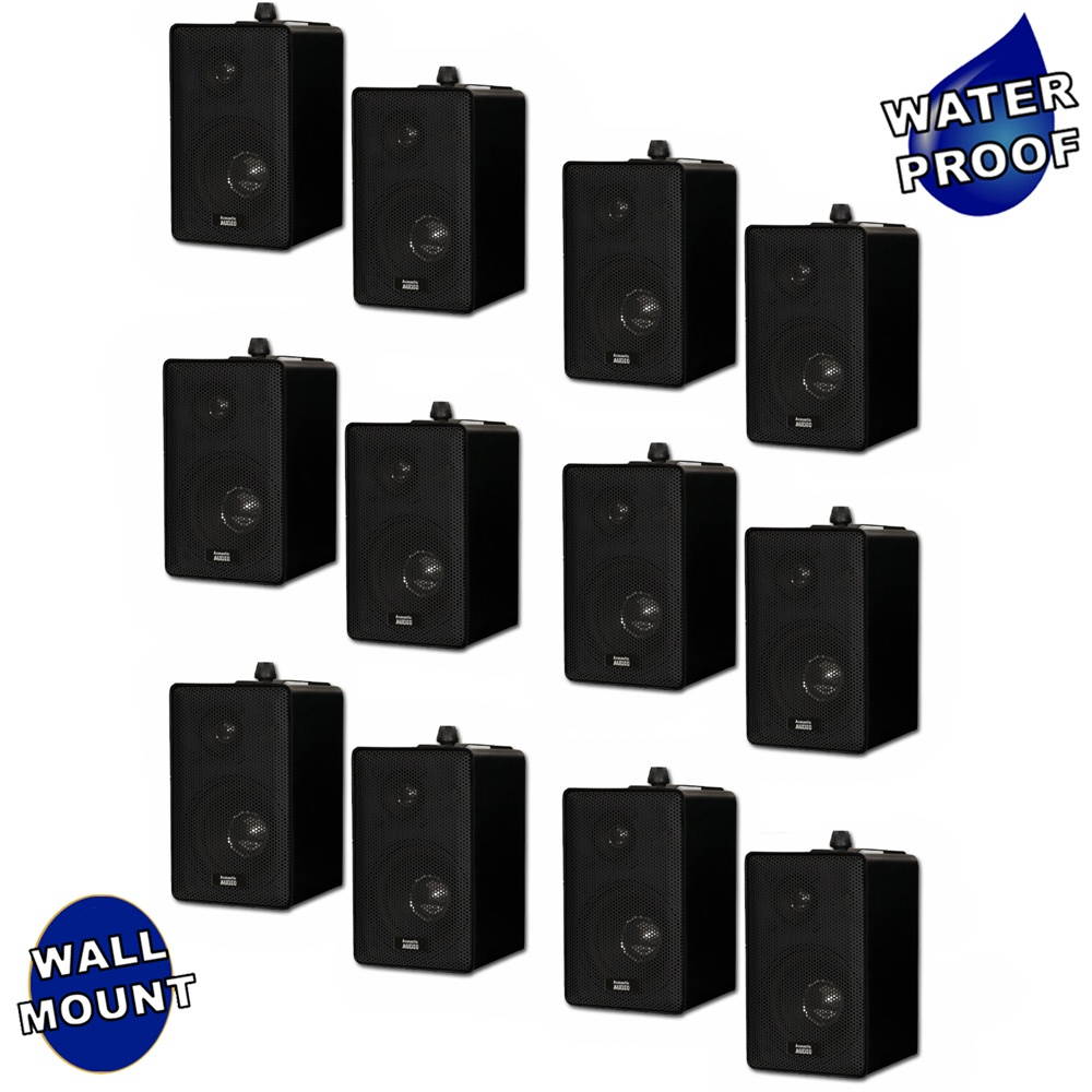 Acoustic Audio 251B Indoor Outdoor 3 Way Speakers 2400 Watt Black 6 Pair Pack 251B-6Pr