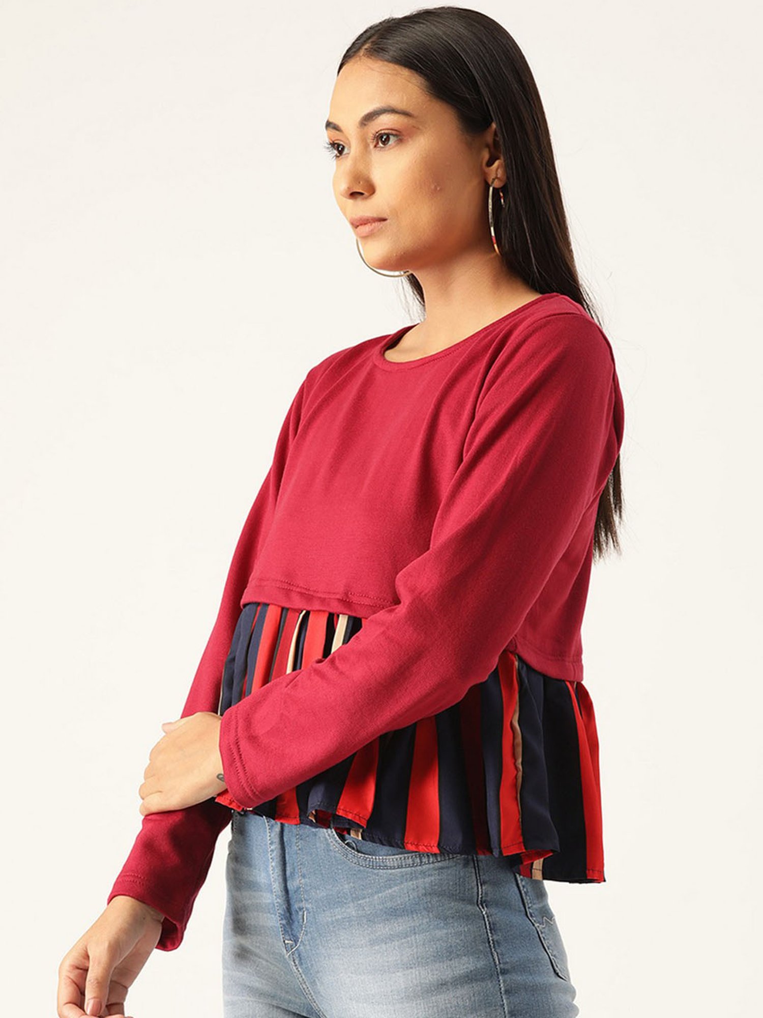 Belle Fille Maroon Full Sleeves Sweatshirt