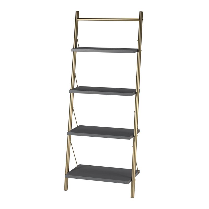 64.13" Nova 4 Shelf Ladder Bookcase Gray - CosmoLiving by Cosmopolitan