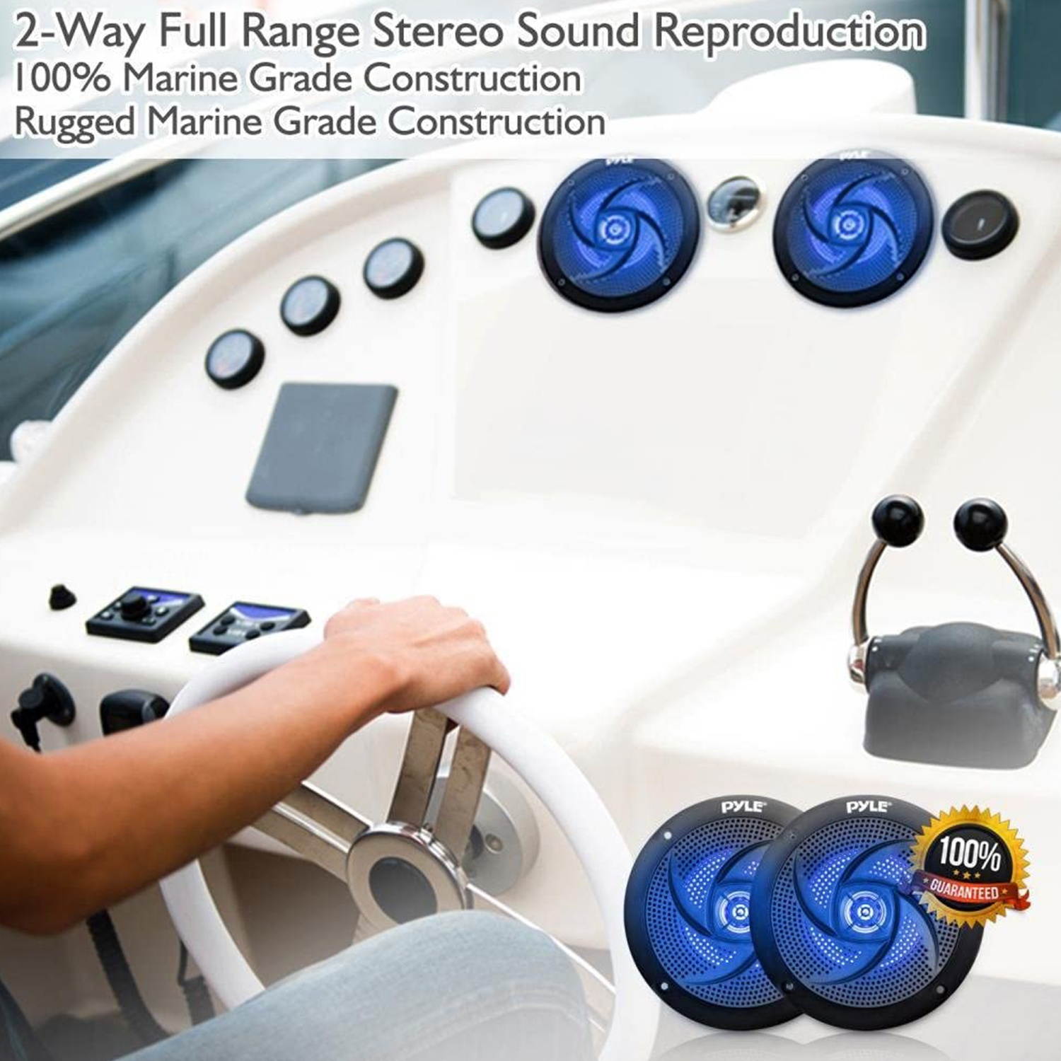 Pyle PLMRS63BL 6.5 in. Waterproof Rated Marine Speakers - 240 Watt