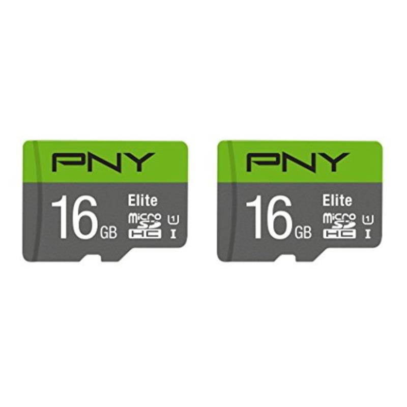 PNY Technologies Elite 16GB microSDHC UHS-1 U1 Class 10 Memory Card, 2 Pack
