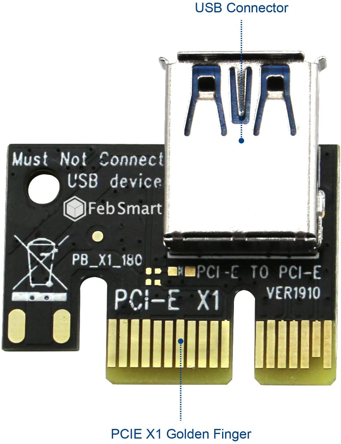 PCIe Riser, High Performance 1x to 16x Powered Riser Adapter Card for Bitcoin Litecoin ETH C oin Mining 6 PIN Powered PCIE Extension Cable GPU Riser Ethereum Mining ETH GPU Extension Cable - 6 Pack