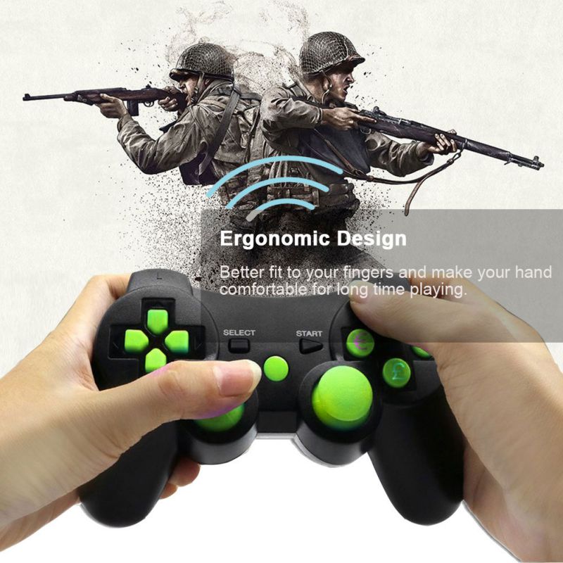 CHENGDAO PS3 Controller 2 Pack Wireless Dual Shock Gamepad for Sony Playstation 3 with Charging Cord (Black + red )