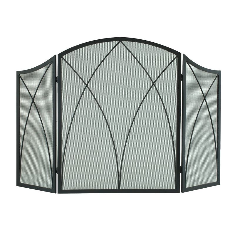 Pleasant Hearth Arched Fireplace Screen Black