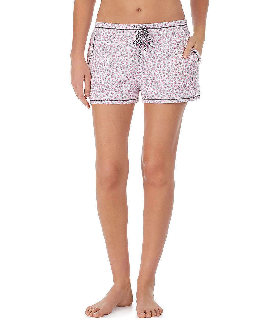Kensie Animal Print Knit Sleep Drawstring Shorts