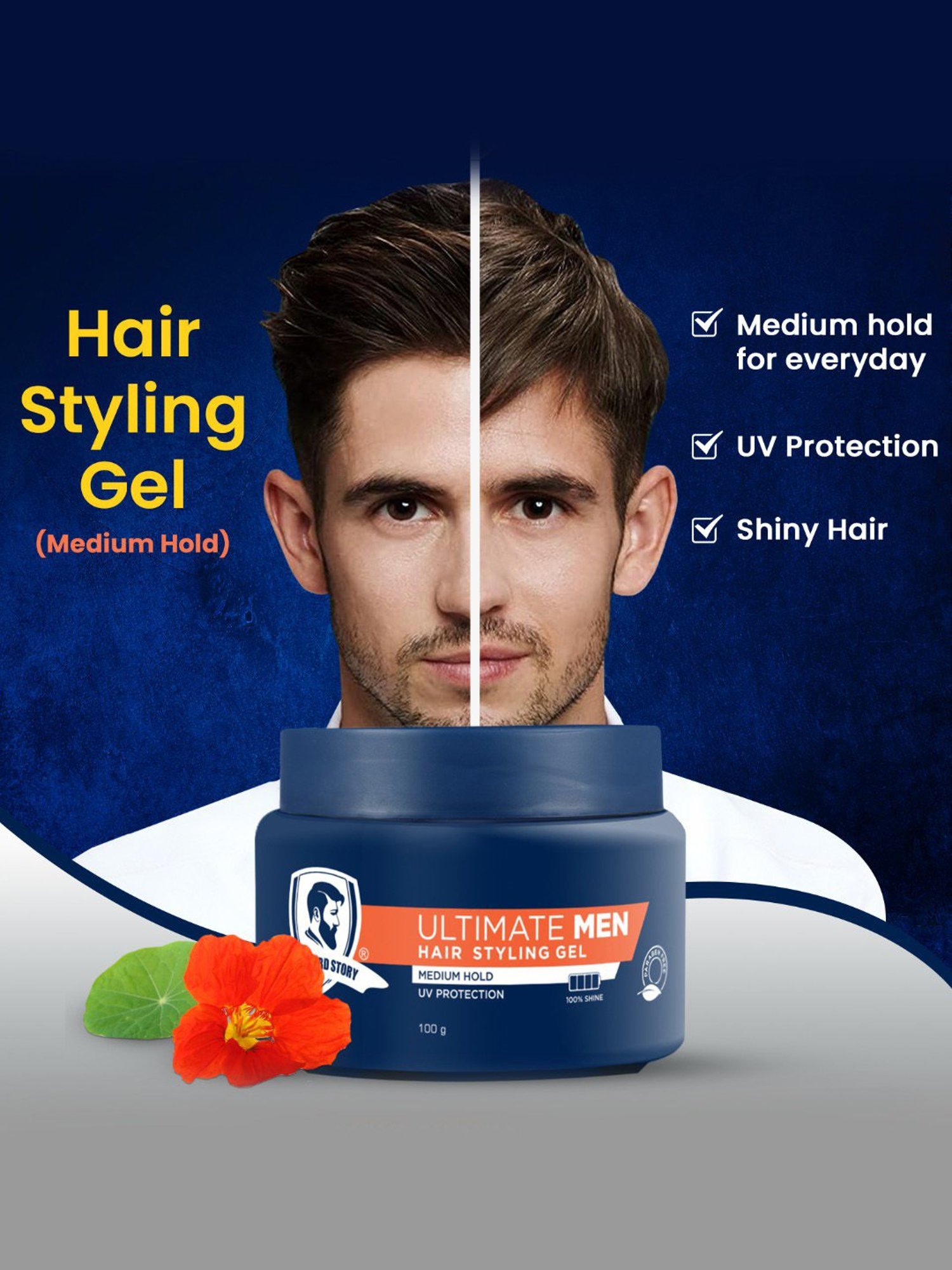 The Beard Story Hair Styling Gel For Medium Hold - 100 gm