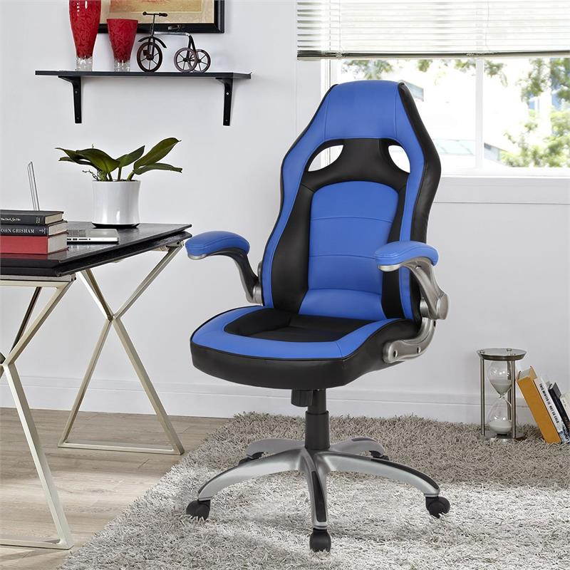 ProHT High-Back Executive Office Desk Chair, Racing Style, Royal Blue/Black, 05164