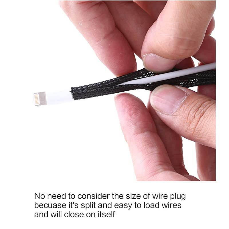 10ft 18 inch Cord Protector Wire Loom Tubing Cable Sleeve Split Sleeving For USB Cable Power Cord Audio Video Cable Protect Cat From Chewing Cords Black