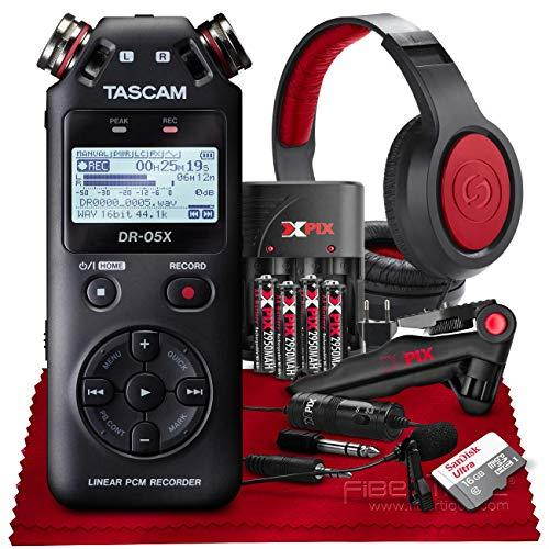 Tascam DR-05X Stereo Handheld Digital Audio Recorder with USB Audio Interface + 16GB + Microphone + Premium Accessories Bundle