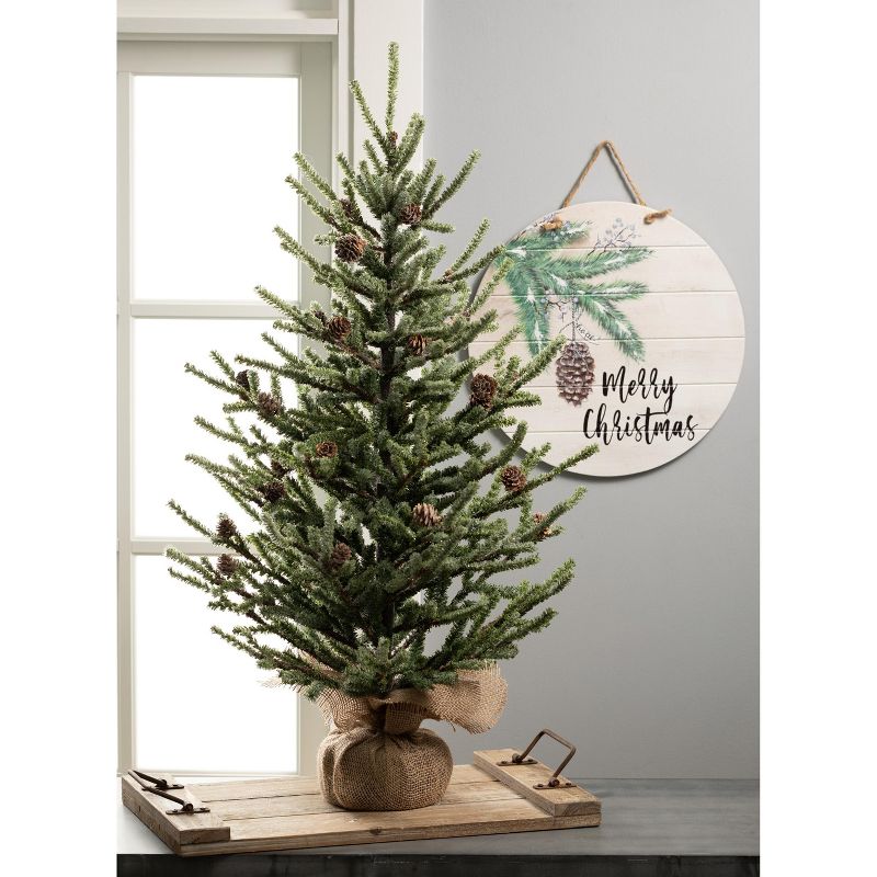 Sullivans 2'10" Snow Pine Artificial Tree 34"H Green