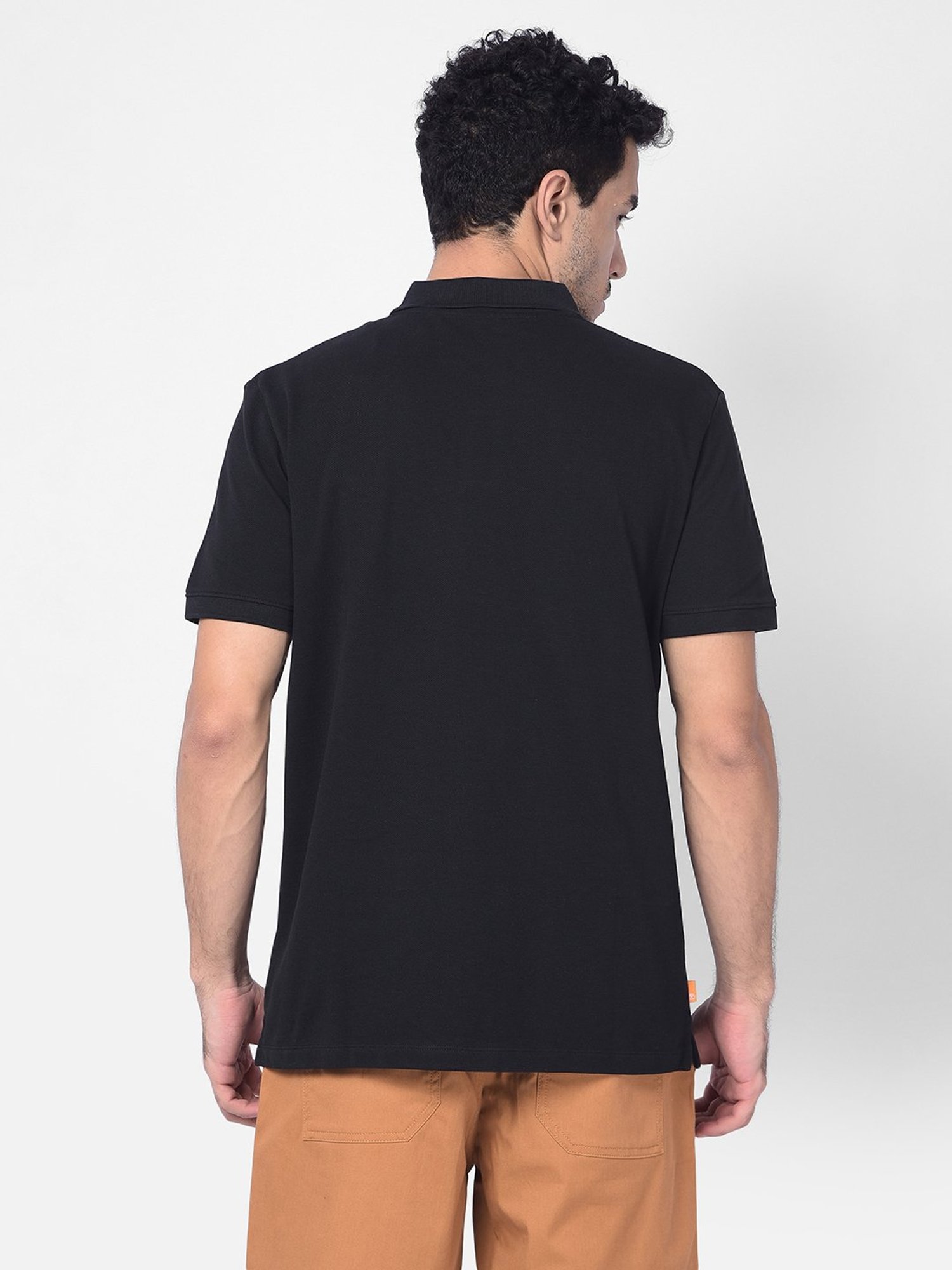 Timberland Black Regular Fit Logo Print Polo T-Shirt