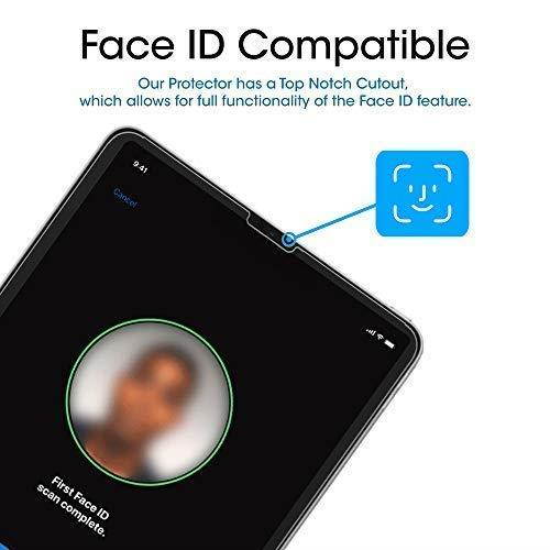 amFilm Glass Screen Protector for iPad Pro 12.9 inch (2018 Model, 3rd Generation Only), Tempered Glass, Ultra Sensitive, Face ID and Apple Pencil Compatible (2 Pack)