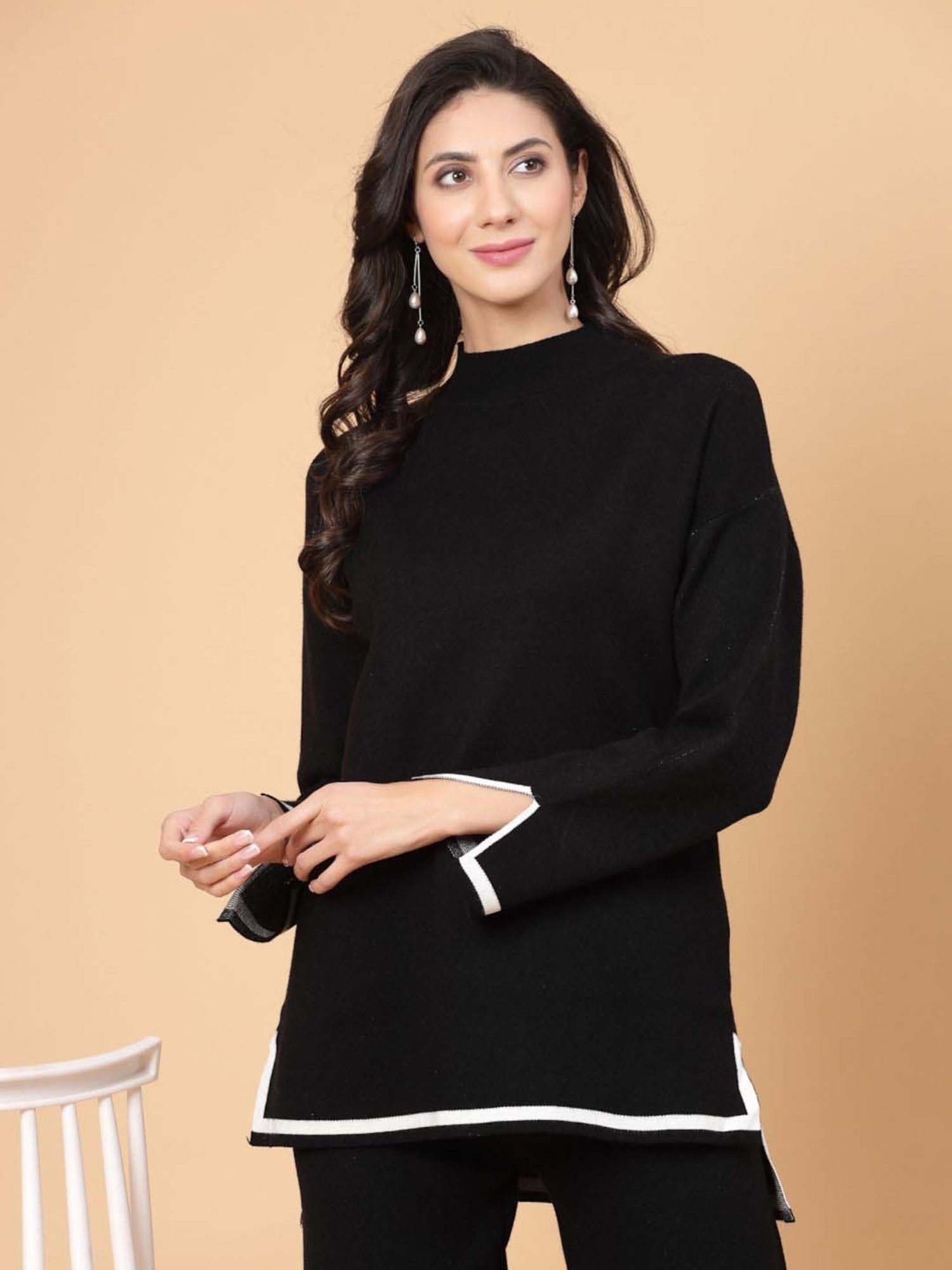 Mafadeny Black Plain Top Pants Set