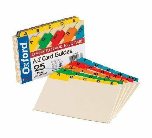 Oxford A-z Laminated Tab Card Guides - 25 X Divider[s] - Printed A-z - (04635)
