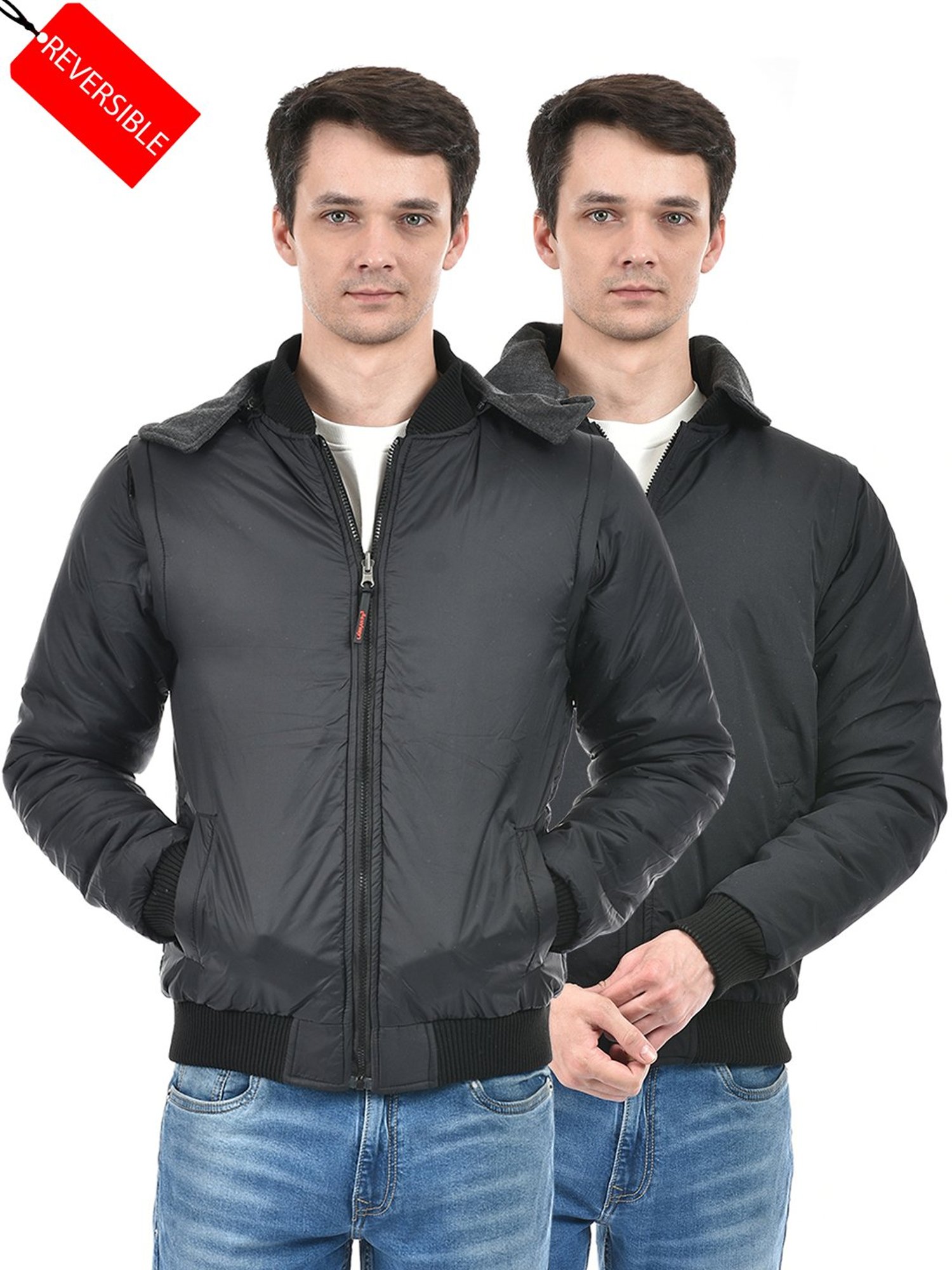 Lawman Pg3 Black Regular Fit Reversible Jacket