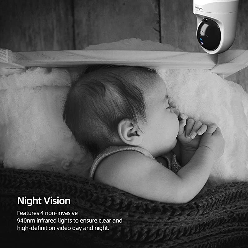 Baby Monitor Camera,  1080PHD Wireless Security Camera for Home, WiFi Pet Camera for Dog and Cat, 2 Way Audio, Night Vision, Works with Alexa Q6-W &hellip;