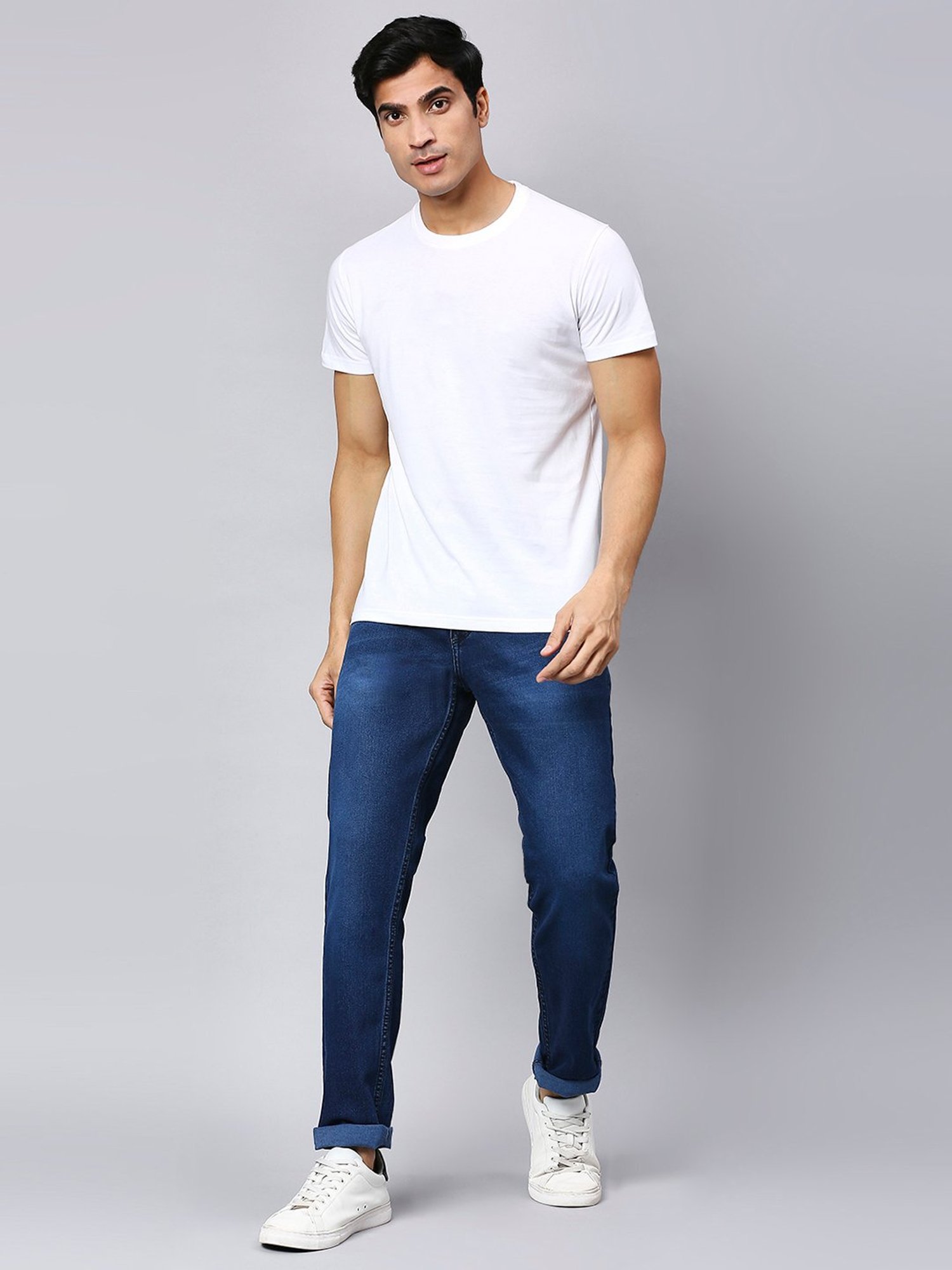 Thomas Scott Blue Regular Fit Lightly Washed Jeans