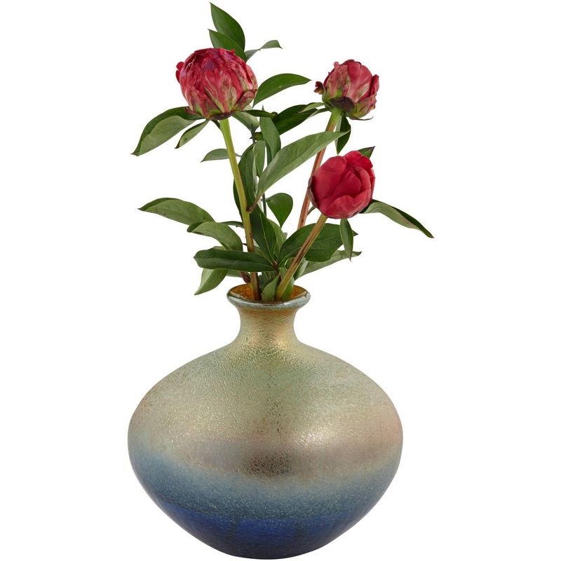 Studio 55D Multi-Tone Blue and Green 9 3/4" High Glass Decorative Vase