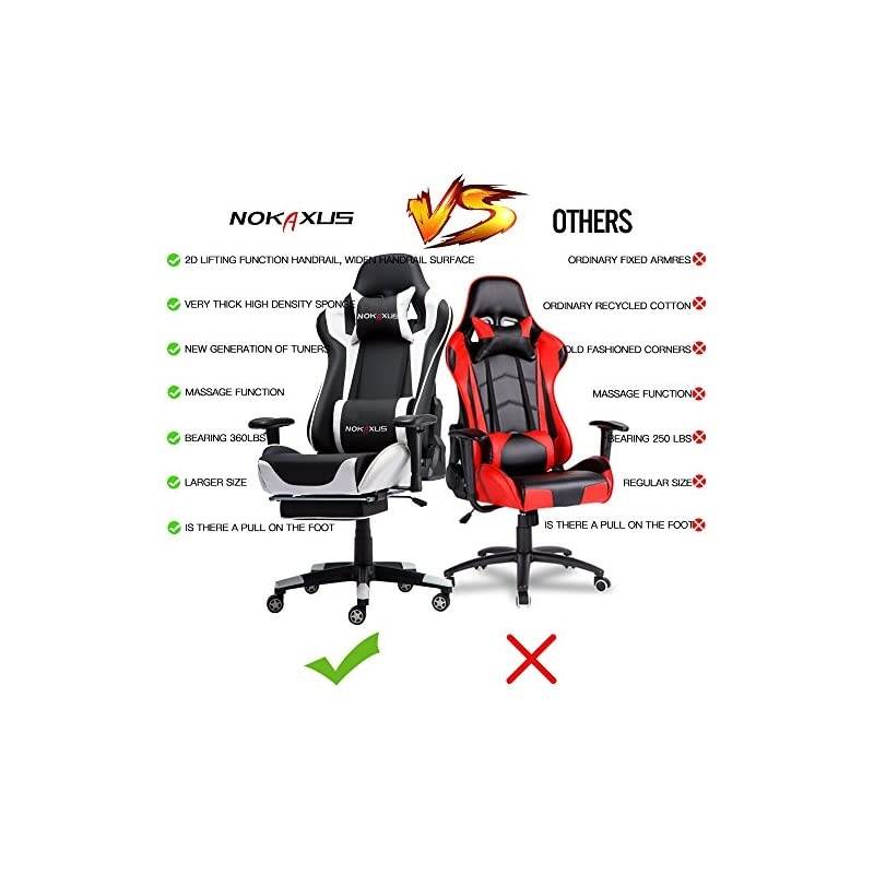 Gaming Chair Large Size High-back Ergonomic Racing Seat with Massager Lumbar Support and Retractible Footrest PU Leather 90-180 degree adjustment of backrest Thickening sponges (YK-6008-WHITE)