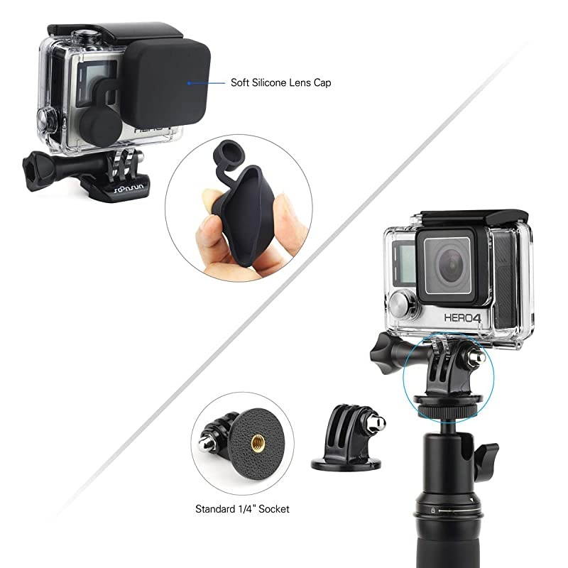 40m Underwater Waterproof Dive Housing Case with 3Pack Dive Filters for GoPro Hero 3 Hero3+ Hero 4 Silver Black Cameras Include Waterproof Backdoors Buckle Tripod Adapter Lens Cap