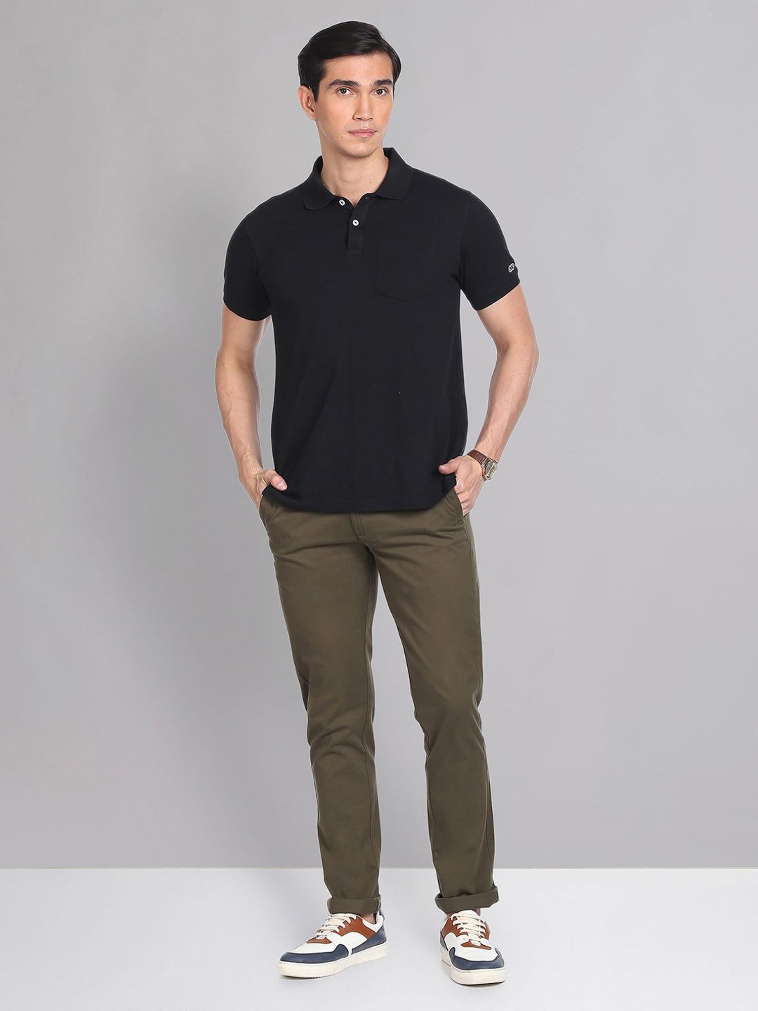 AD by Arvind Dark Green Slim Fit Chinos