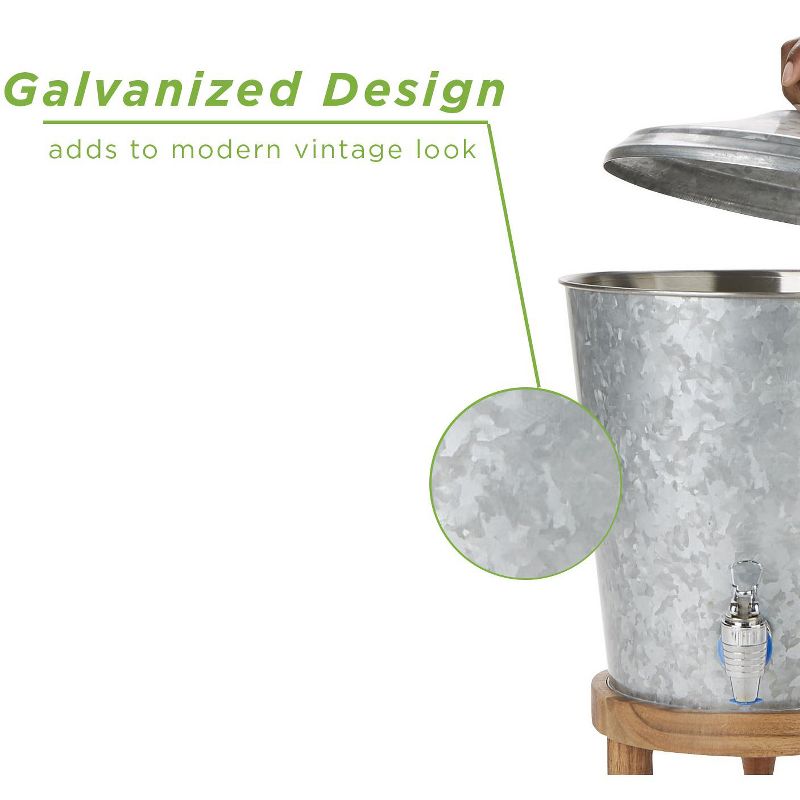 Mind Reader Double Wall Galvanized Metal Cold Beverage Dispenser with Leak Free Spigot