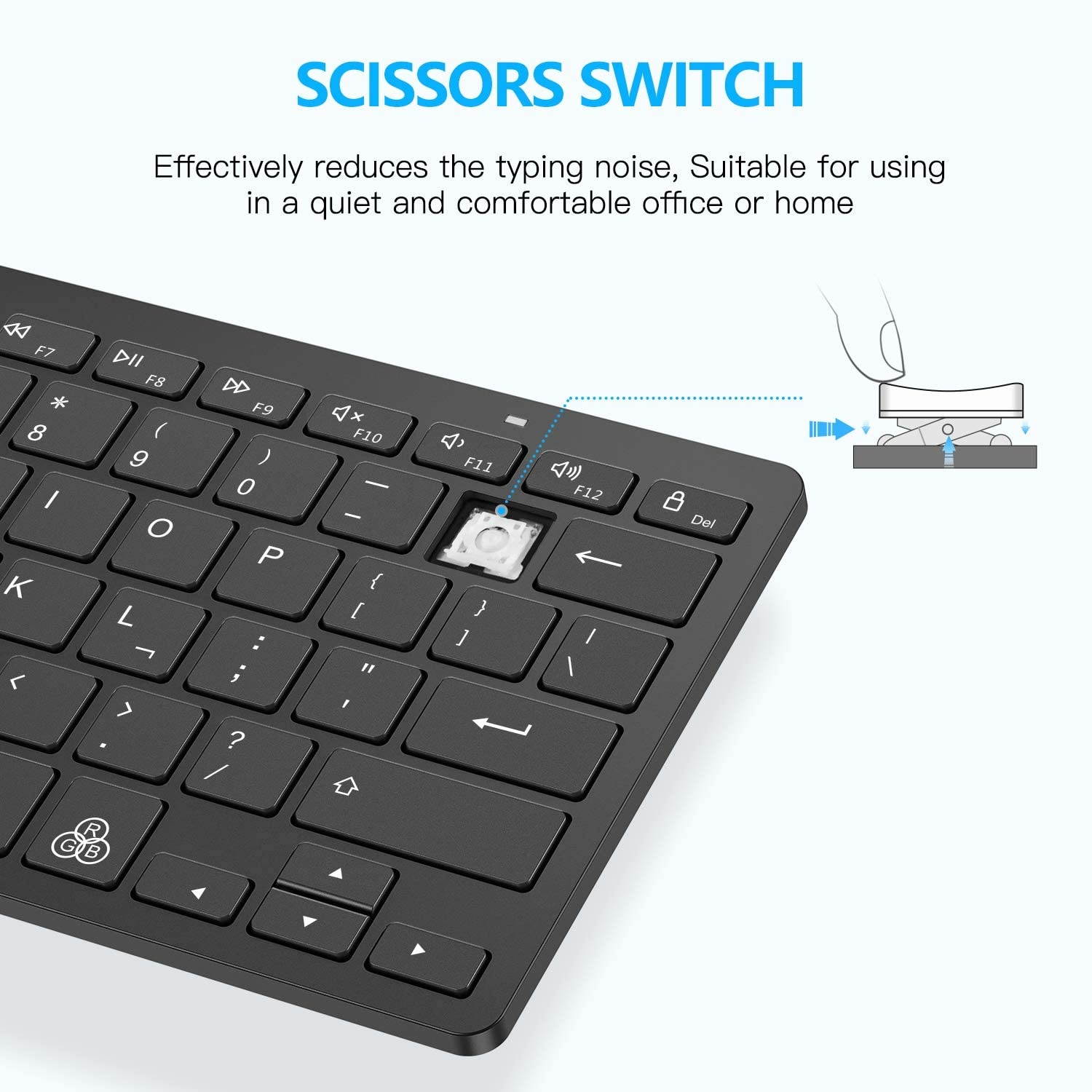 Bluetooth Keyboard for iPad, OMOTON Wireless Keyboard (7-Color Backlit & Rechargeable & Portable) for iPad/iPad Air/iPad Pro/iPad Mini, Black