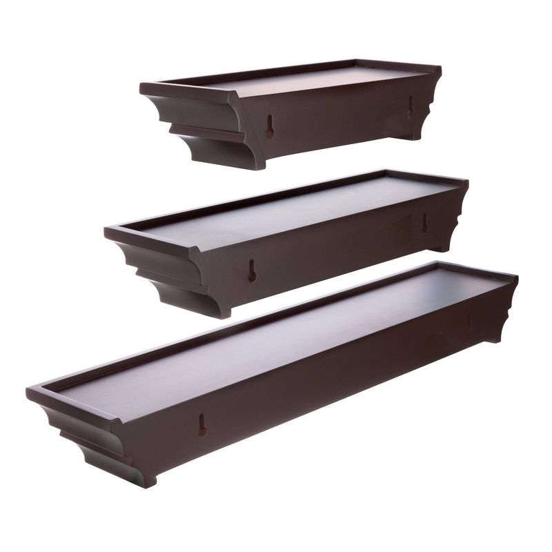 Madison Decorative Wall Ledge Shelf Set of 3 - Espresso