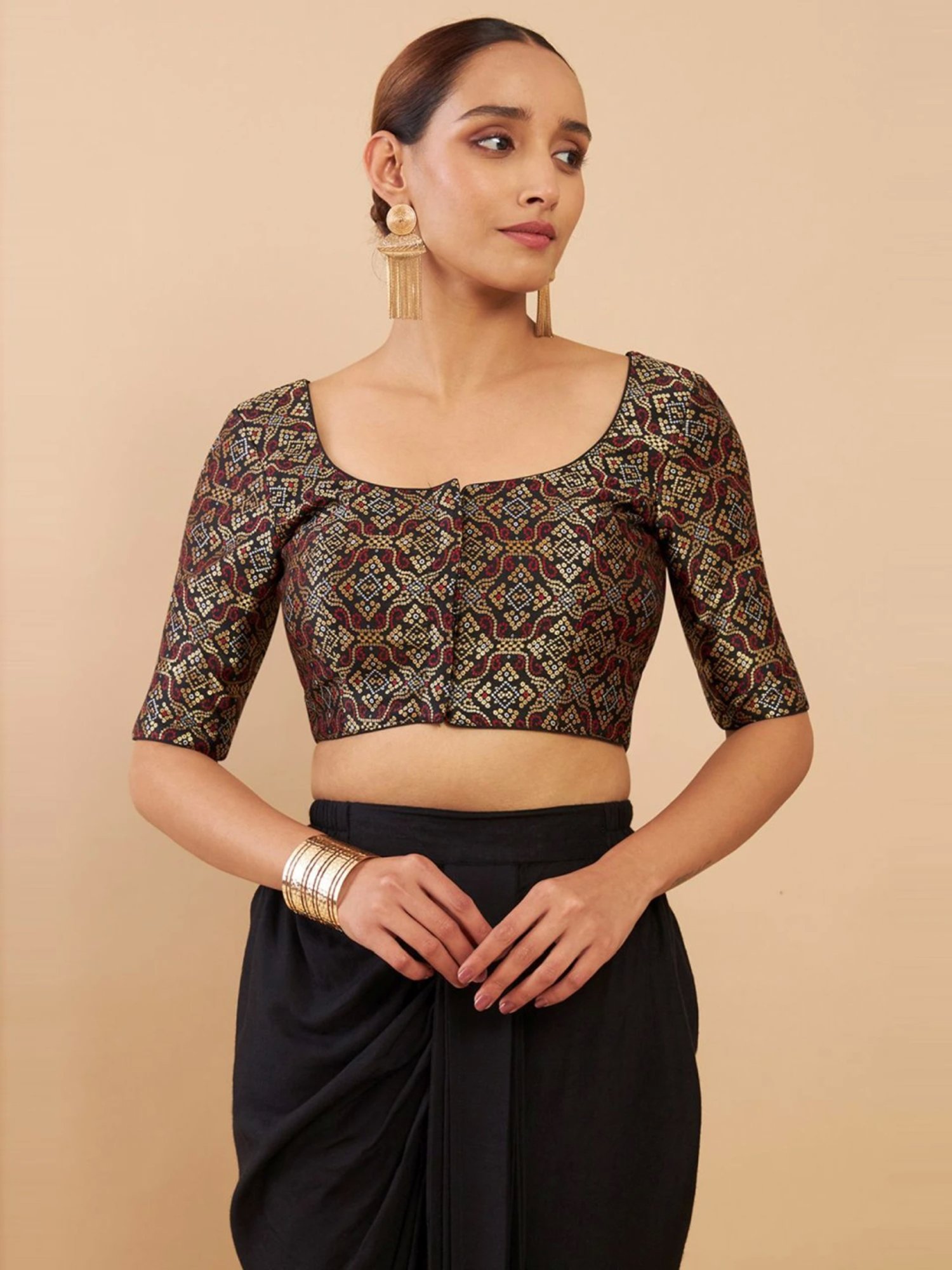 Soch Black Woven Pattern Readymade Blouse