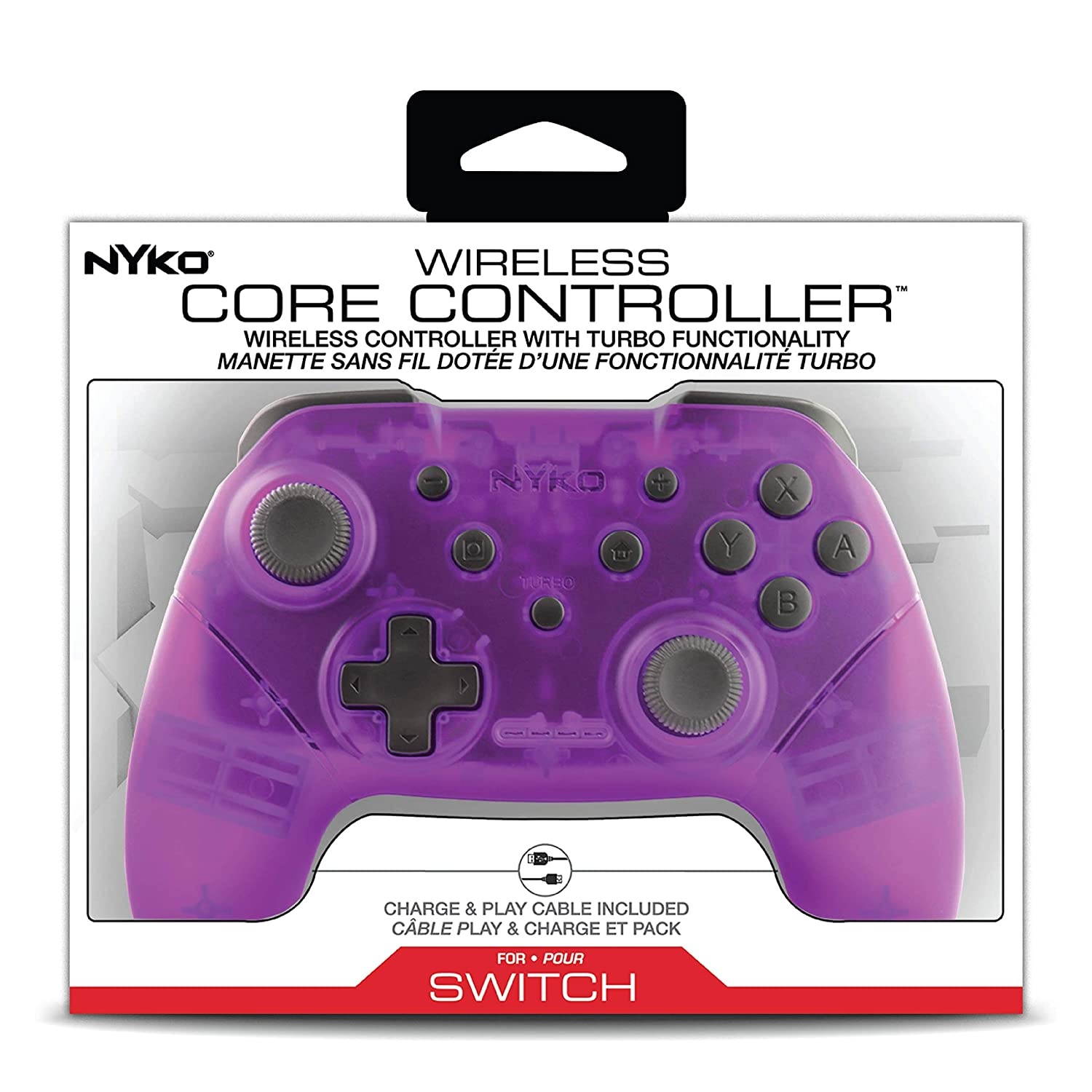 Nyko Wireless Core Controller - Bluetooth Pro Controller Alternative with Turbo and Android/PC Compatibility for Nintendo Switch - Purple
