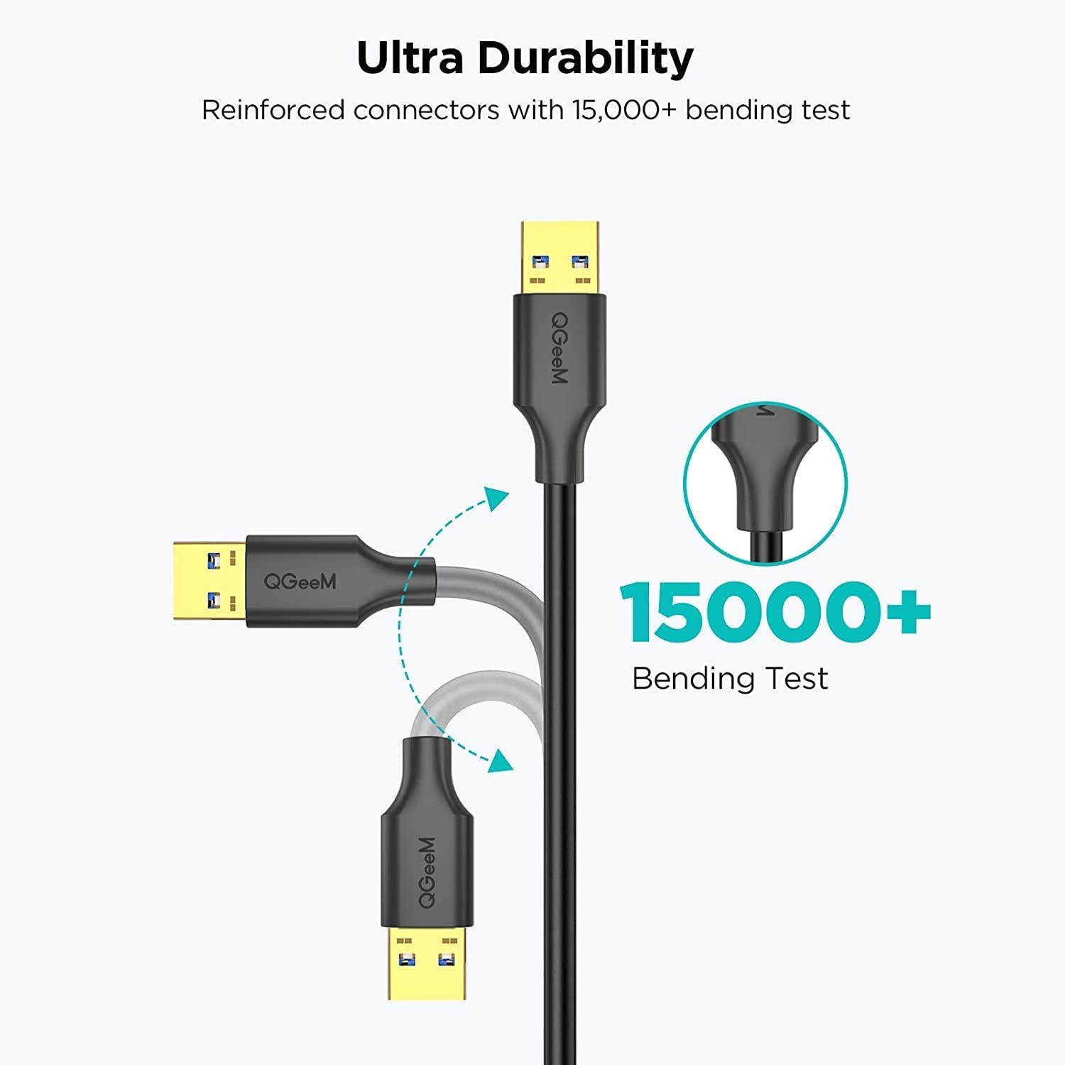 USB Extension Cable 3FT, QGeeM USB 3.0 Extension Cable Type A Male to A Female Extender Code 5Gbps Data Transfer Compatible with USB Flash Drive,Hard Drive,Keyboard,Printer