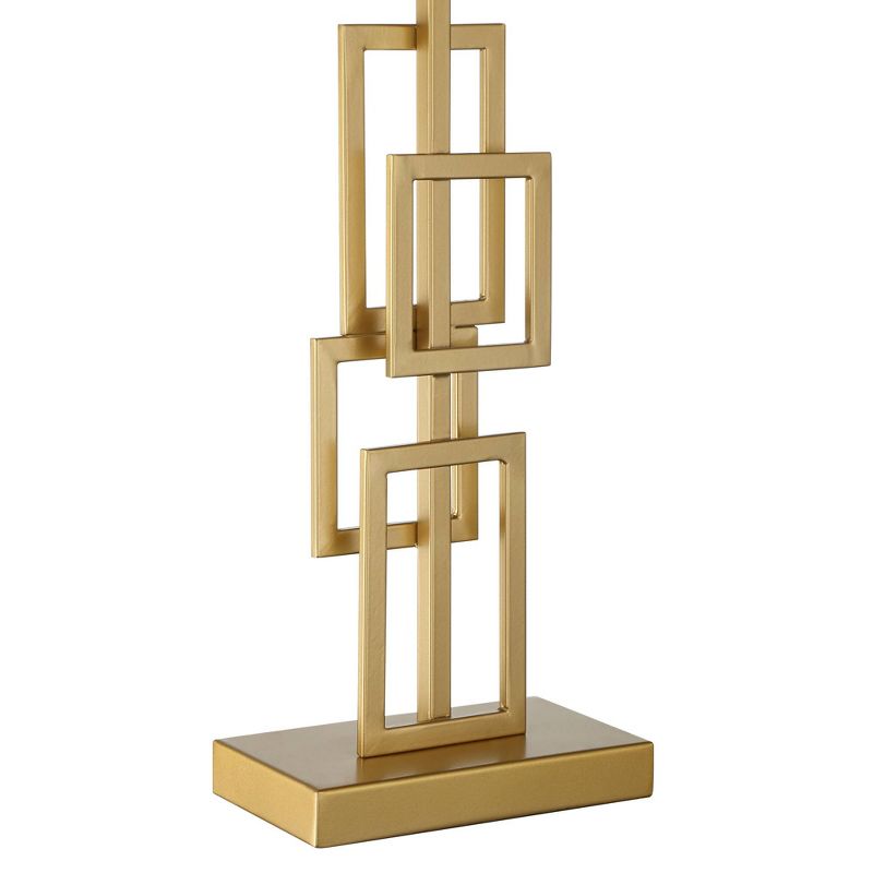 360 Lighting Mid Century Modern Table Lamps Set of 2 Brushed Gold Metal White Rectangular for Living Room Bedroom House Bedside