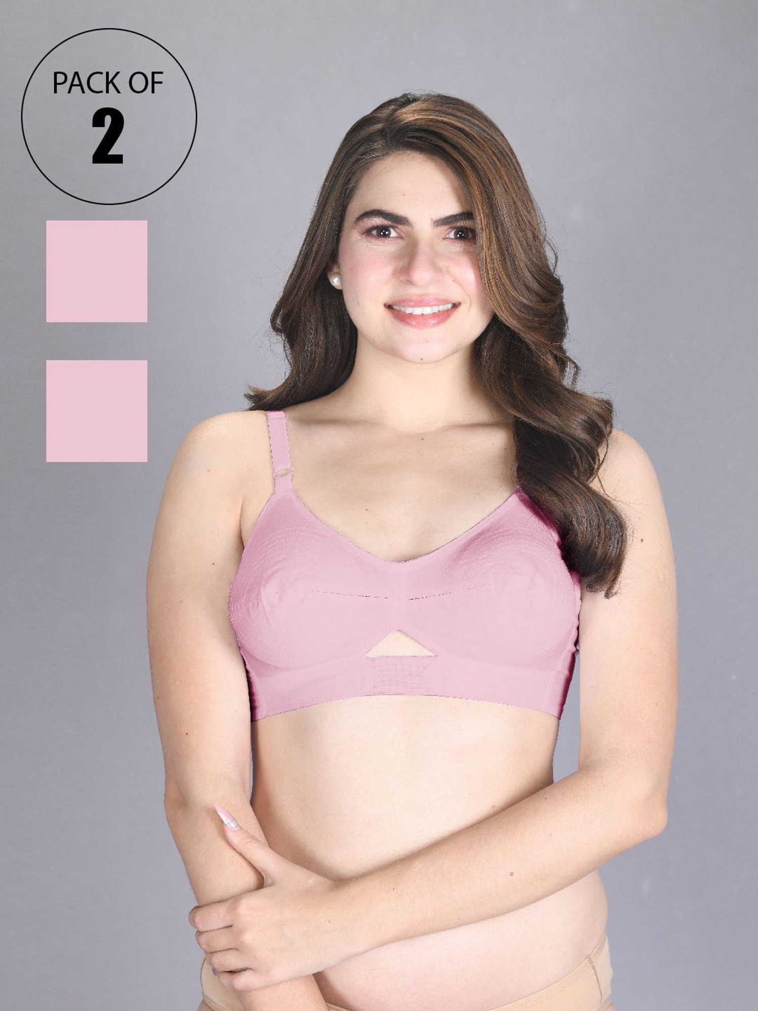 Lux Venus Pink Full Coverage Non-Wired Everyday Bra With Adjustable Strap - Pack of 2