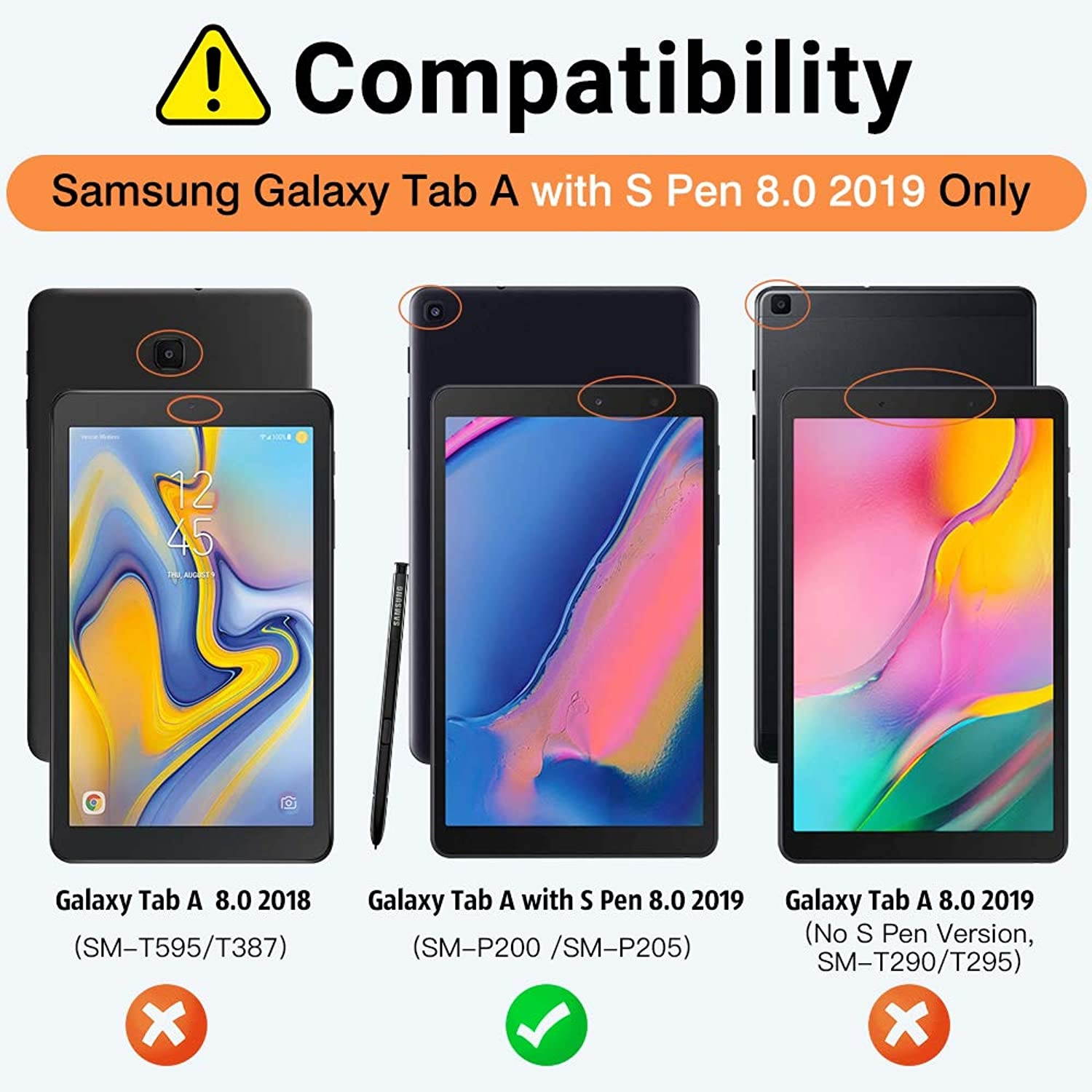 MoKo Case Fit Samsung Galaxy Tab A with S Pen 8.0 2019, Premium Light Weight Stand Folio Shock Proof Cover for Galaxy Tab A with S Pen 8.0 SM-P200 (Wi-Fi)/SM-P205 (LTE) 2019 Tablet - Almond Blossom