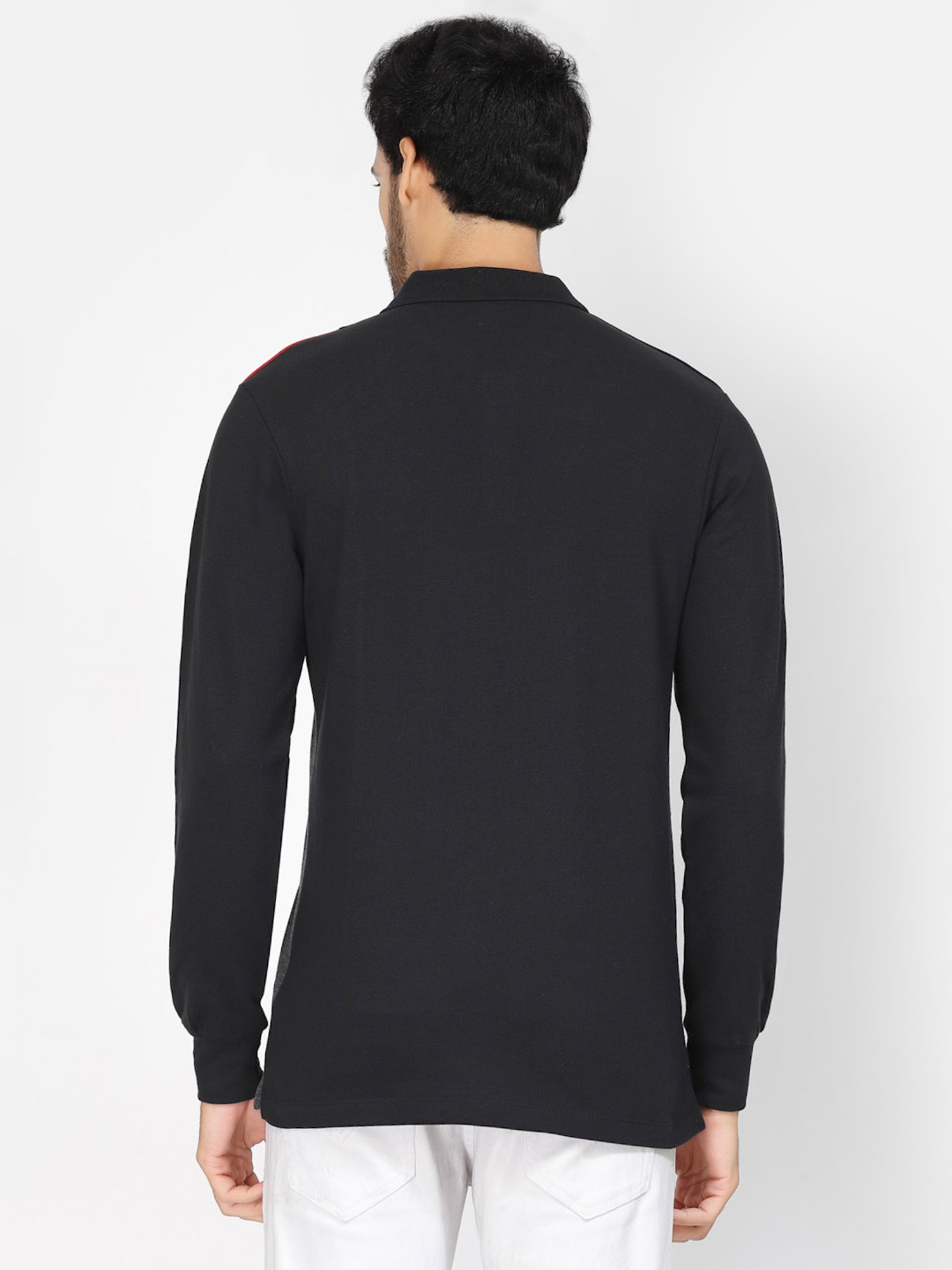 Kalt Black & Red Regular Fit Polo T-Shirt