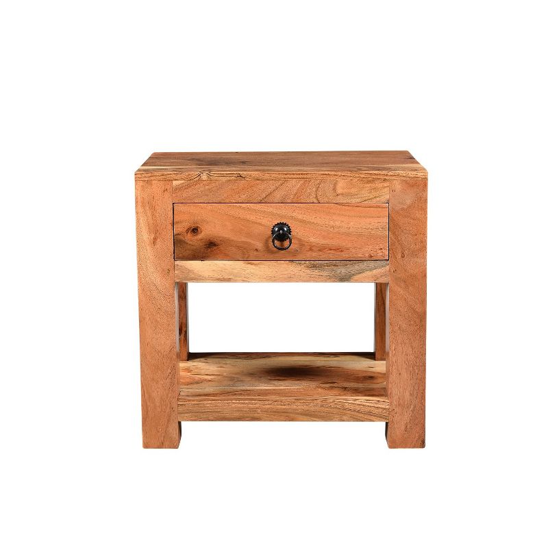 Ajmer Nightstand Solid Wood Bedside Table Natural - Timbergirl