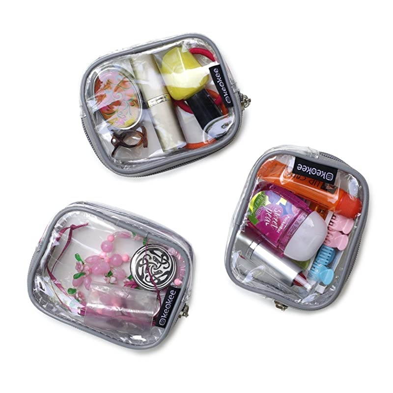 Small Clear Cosmetic Cases or Multipurpose Bags Organizer and Travel Packing Pouches Set of 3